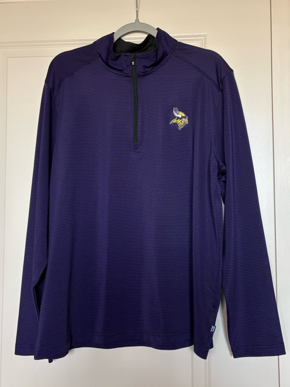 Minnesota Vikings Cutter & Buck NFL Virtue Eco Pique Stripe Quarter-Zip Pullover - Picture 4 of 10